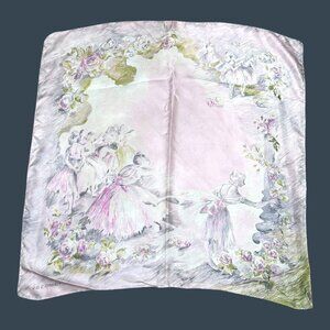 Vtg Jacqmar Hutzlers Scarf Ballerina Print 28x27" Silk Made In England Dancers